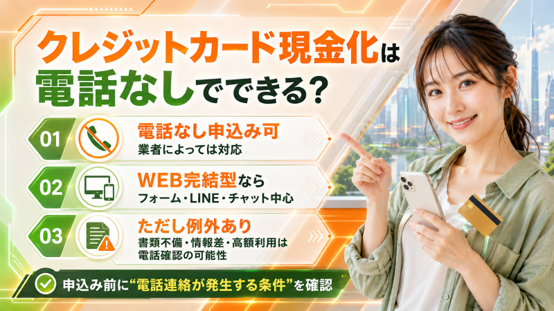 クレジットカード現金化は電話なしでできる?